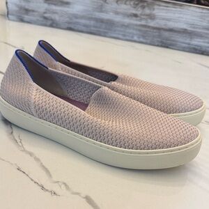 Rothy's Beige and Blue Slip-On Sneakers